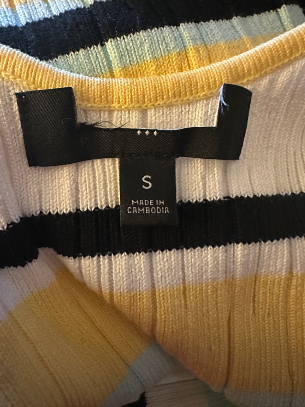 Banana Republic Dress Yellow Black White Stripe Pencil Sweater Dress Size Small - Picture 9 of 9